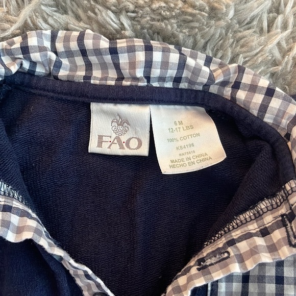 FAO Schwarz Navy Collared Plaid Button Footie - Picture 4 of 4